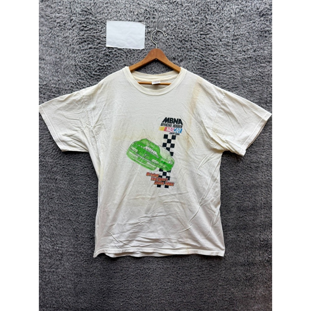 Vintage 1999 Nascar Racing MBNA Motorsports Graphic T-Shirt White Size XL